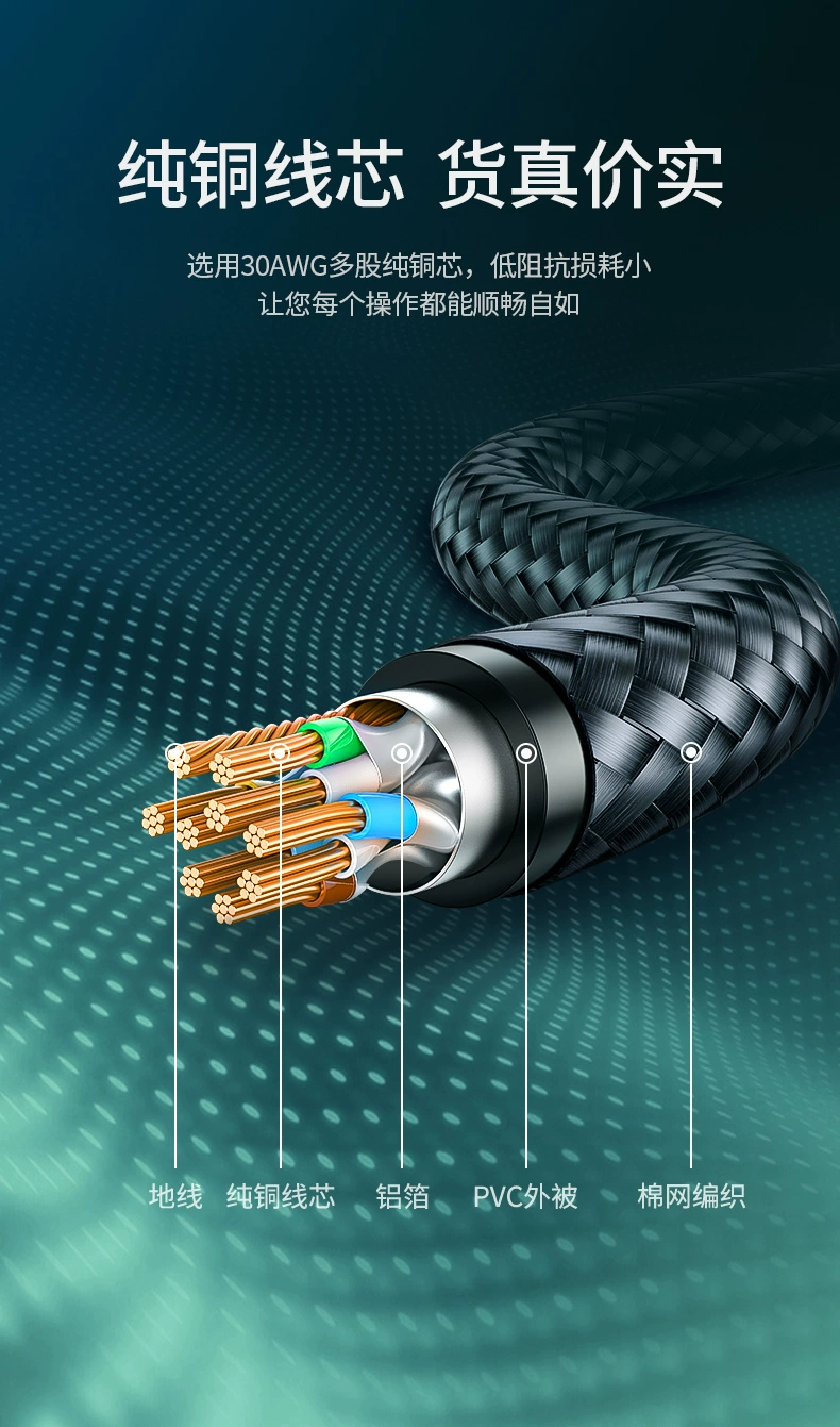 ugreen绿联-更专业更安心的数码品牌 绿联cat7七类万兆网线棉网编织款