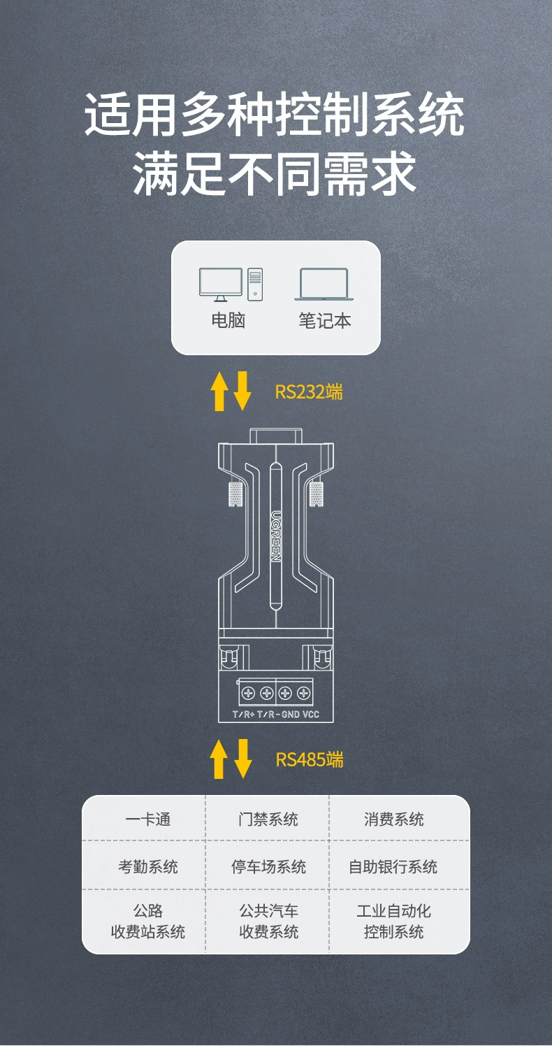 绿联rs232转rs485无源转换器工业级