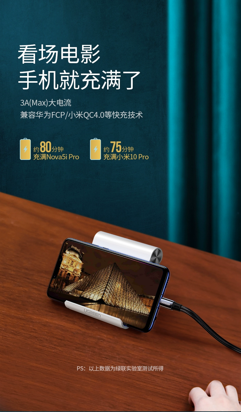 ugreen绿联-更专业更安心的数码品牌 绿联type-c数据线扁线,手机电脑pd60w快充线