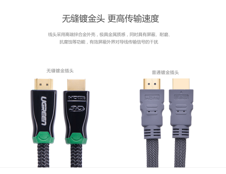 绿联 hd126 hdmi高清线4k发烧级无缝镀金3d
