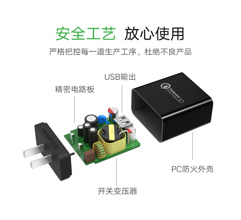ugreen绿联-更专业更安心的数码品牌 qc3.0充电器电压