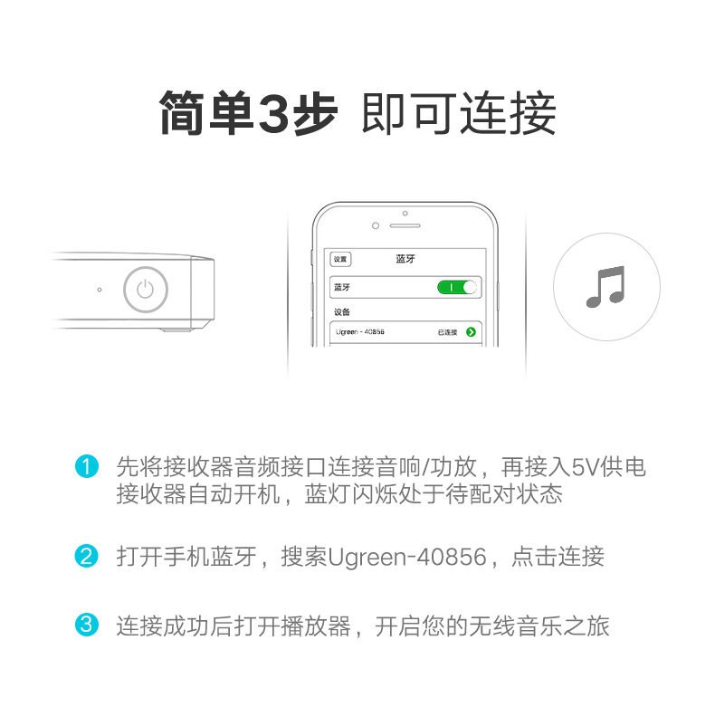 ugreen绿联-更专业更安心的数码品牌 绿联蓝牙接收器,无损hifi高保真aptx编码光纤同轴