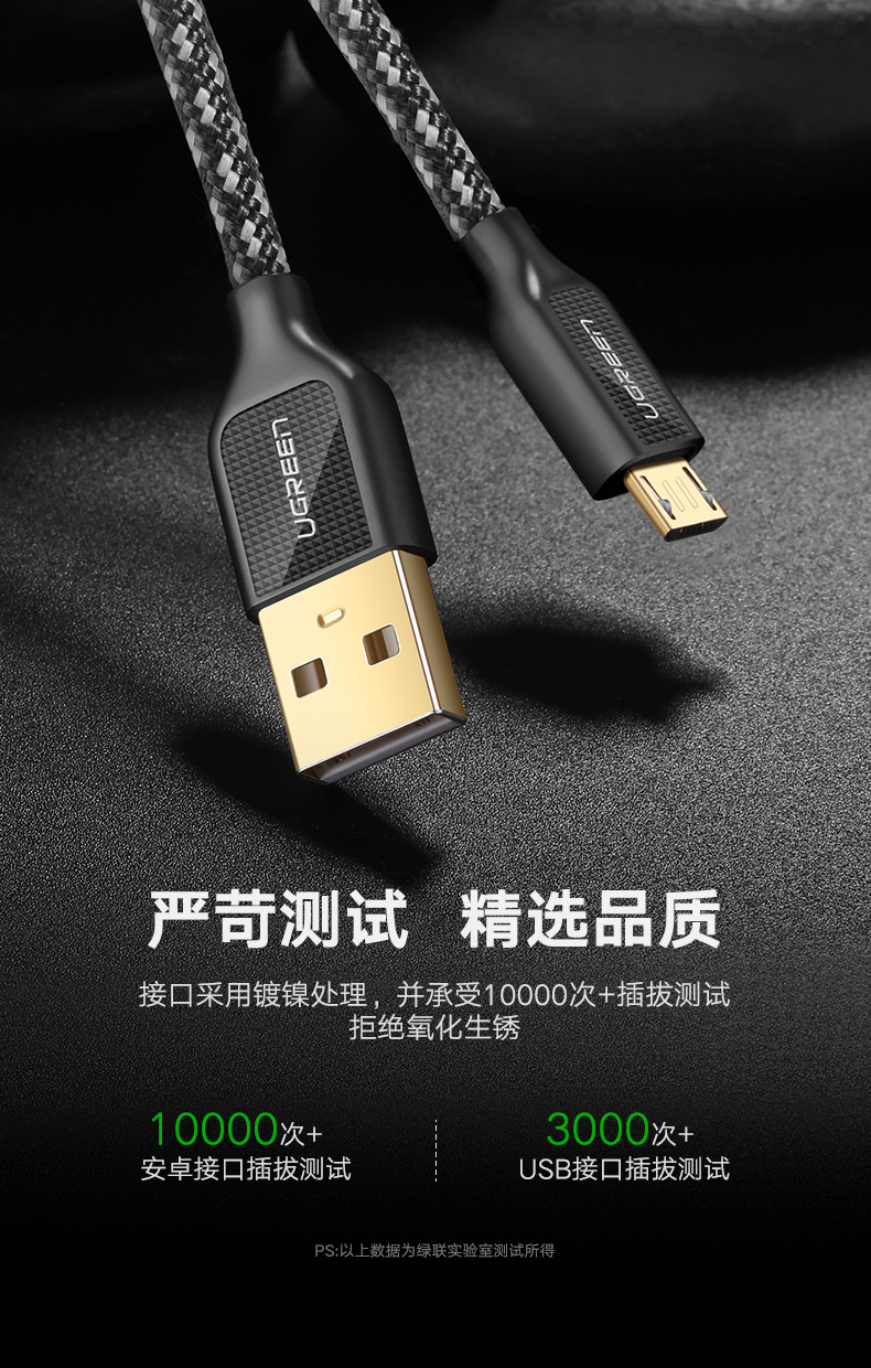 绿联安卓数据线，华为小米三星micro usb接口手机通用