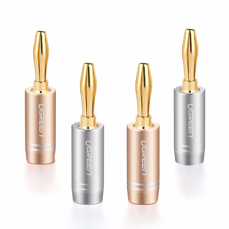 绿联音响转接头，香蕉头插头纯铜镀金音频线接头