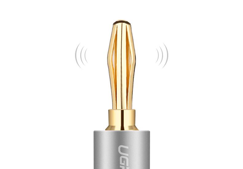 绿联音响转接头，香蕉头插头纯铜镀金音频线接头