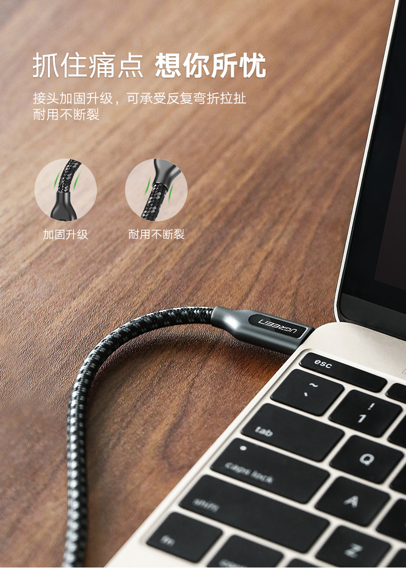 ugreen绿联-更专业更安心的数码品牌 绿联type-c数据线,双type-c公对公3a电流快充线