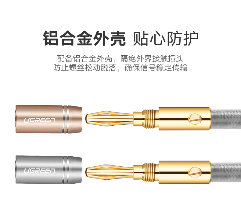 绿联香蕉头音箱线，发烧级双头功放音响喇叭连接线