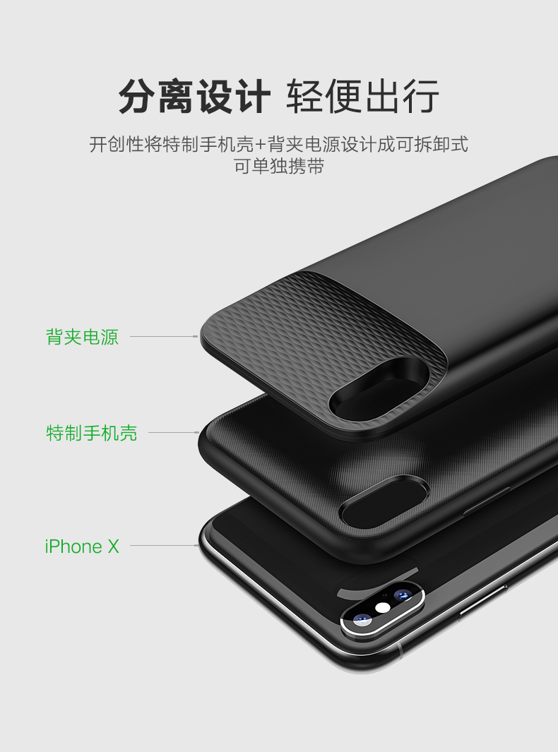 绿联iphonex背夹电池，支持苹果8无线充电