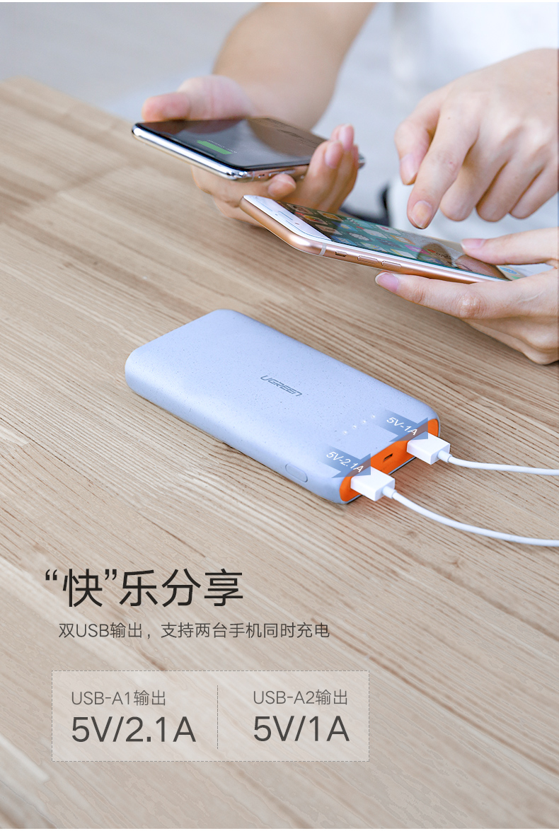 ugreen绿联-更专业更安心的数码品牌 绿联20000毫安鹅卵石移动电源