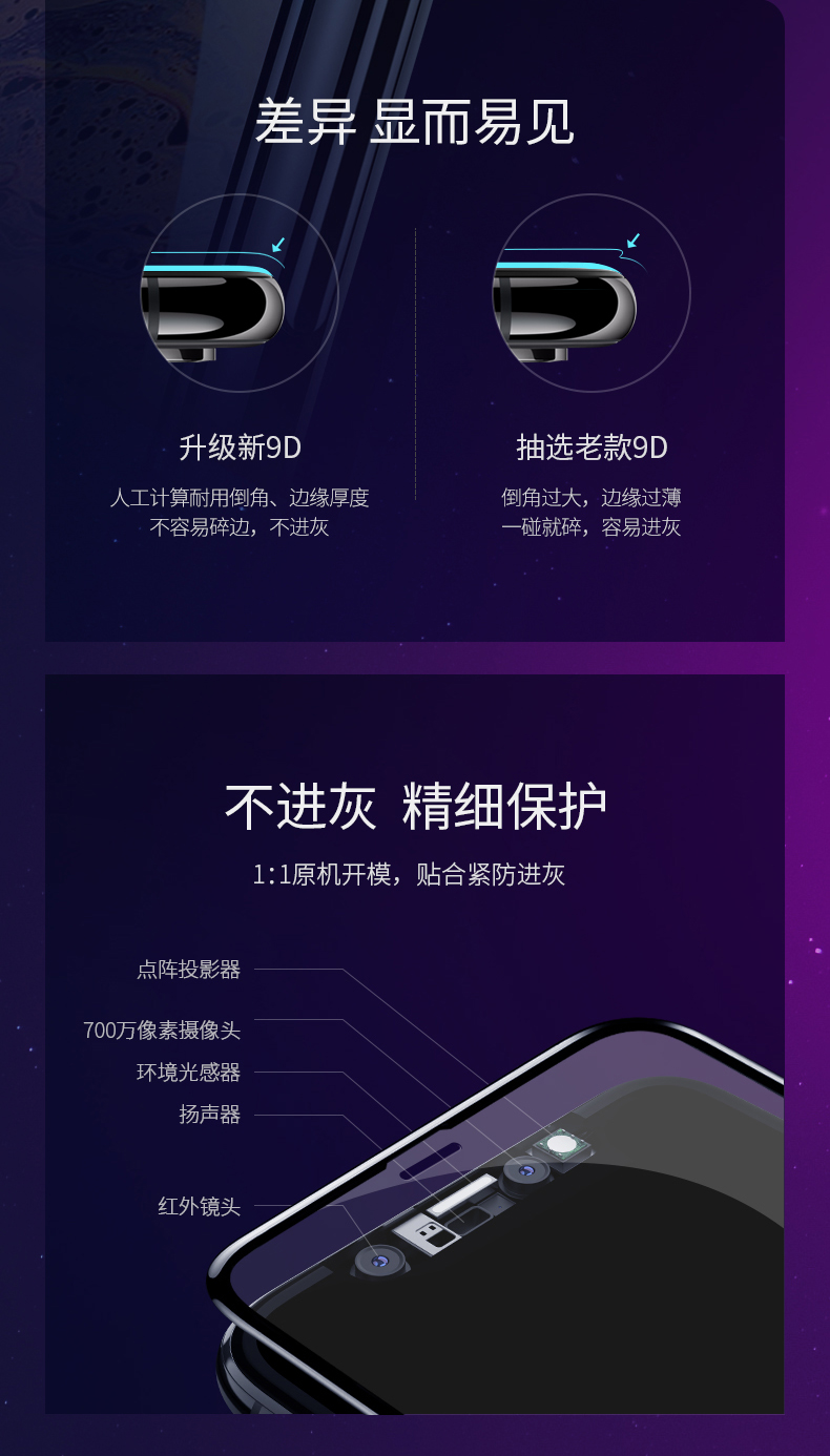 绿联iphone x/xs/max钢化膜，全屏蓝光防爆玻璃手机贴膜