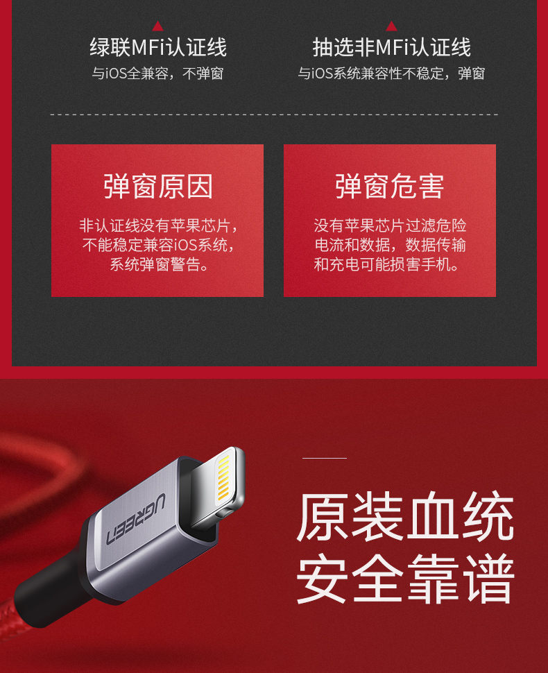 ugreen绿联-更专业更安心的数码品牌 绿联奢华款正品mfi认证苹果数据线