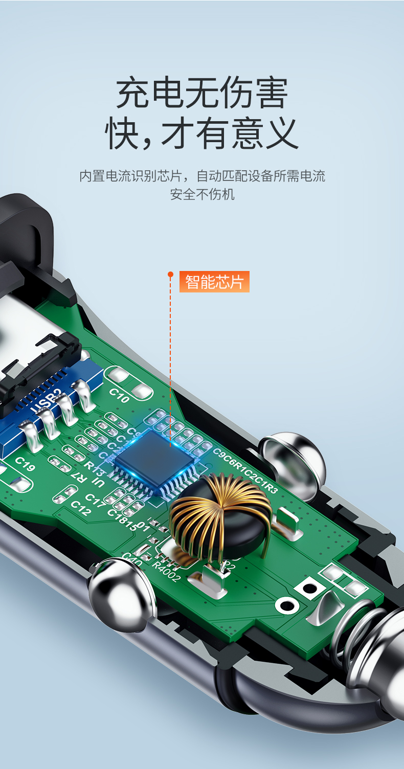 绿联pd快充车载充电器，type-c usb一拖二点烟器车充