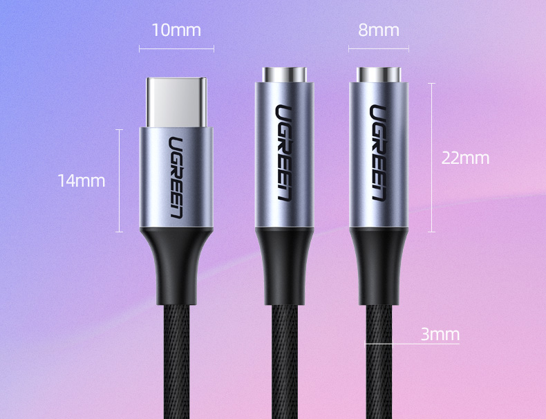 ugreen绿联-更专业更安心的数码品牌 绿联type-c耳机转接头,type-c转双3.5mm