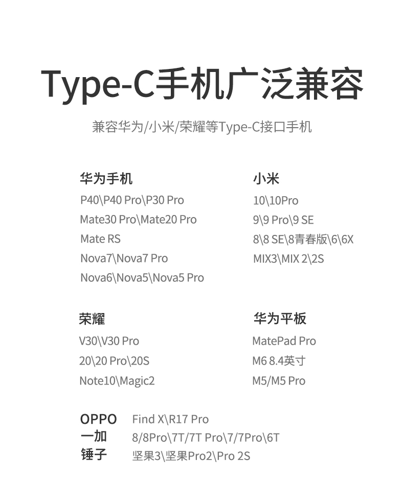 绿联type-c耳机转换器支持手机型号列表