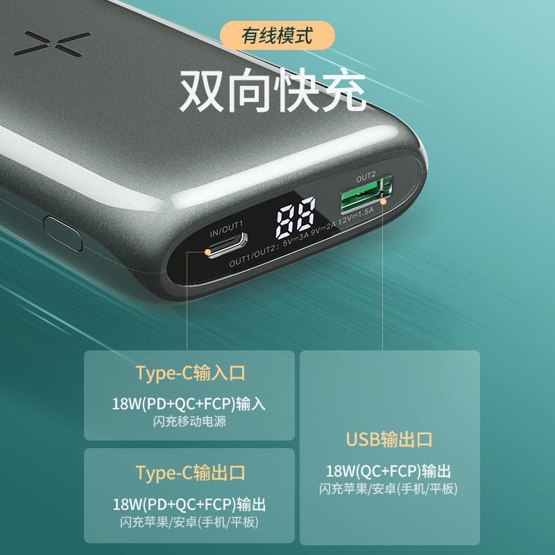 绿联无线充电宝2万毫安适用iphone12