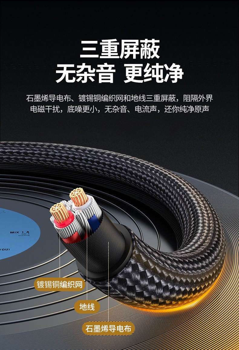 绿联单晶铜3.5mm转双莲花rca音频线 绿联单晶铜3.5mm转双莲花rca音频线