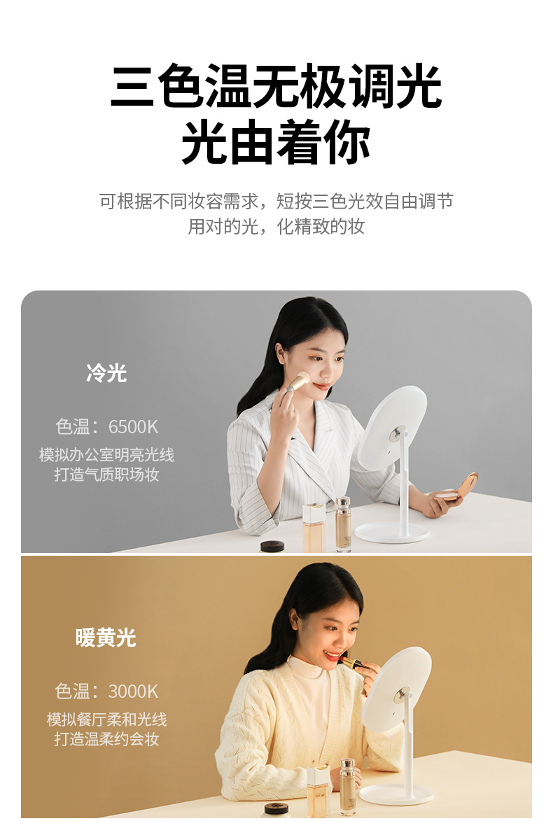 绿联化妆镜带补光灯