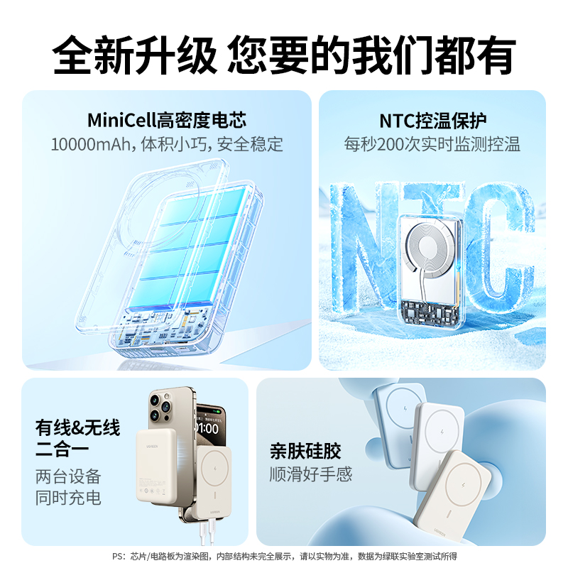 绿联10000mah 苹果磁吸无线充电宝