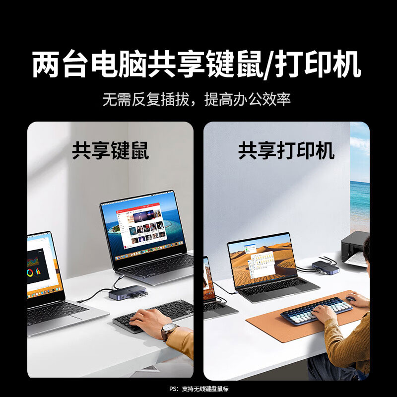 绿联usb3.2共享切换器 二进四出双电脑共享usb设备