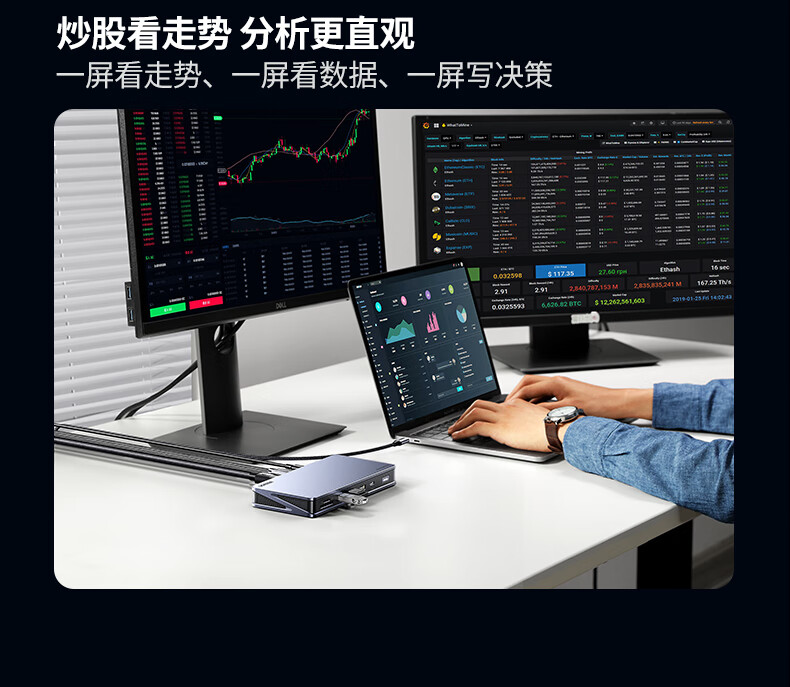 ugreen u700扩展坞背面视角 ugreen u700扩展坞背面视角,展示接口布局