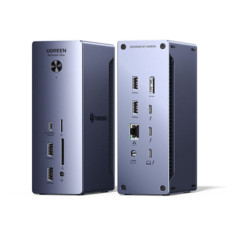 绿联桌面立式扩展坞 8k三屏异显 40gbps高速传输 雷电4多接口hub