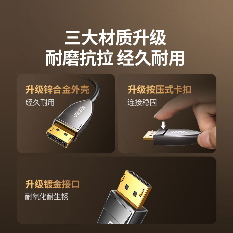 绿联dp2.1高清光纤线16k60hz显卡电竞显示器连接线