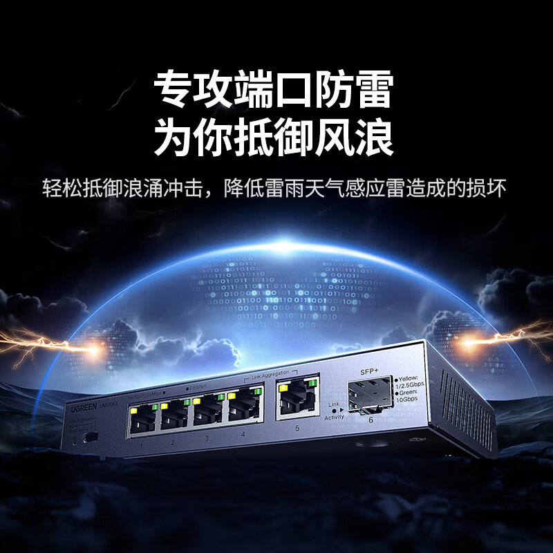 绿联2.5g六口交换机 支持vlan/链路聚合 nas集线器