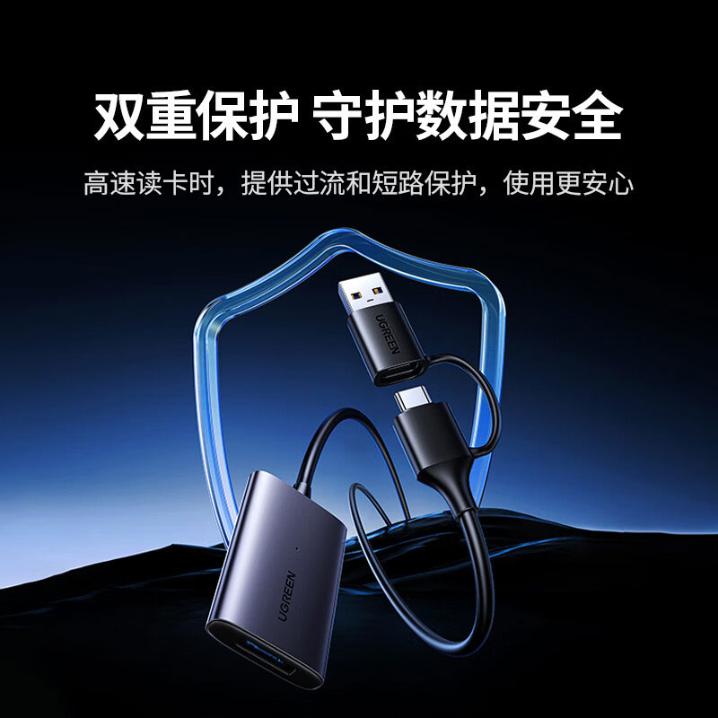 绿联usb-a usb-c 二合一转cfe a读卡器