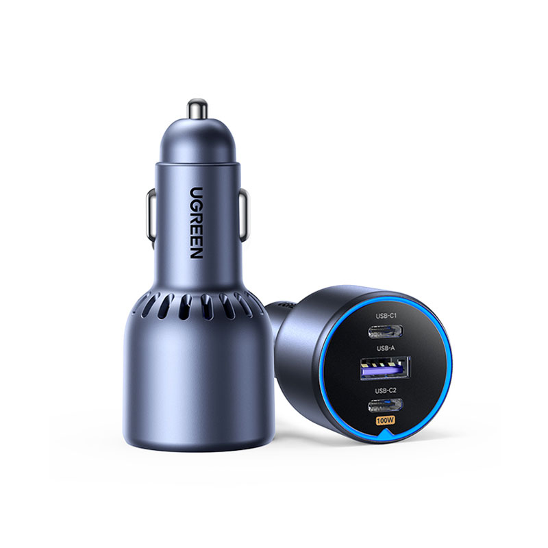 绿联130w车载充电器 三口超级快充 点烟器插头