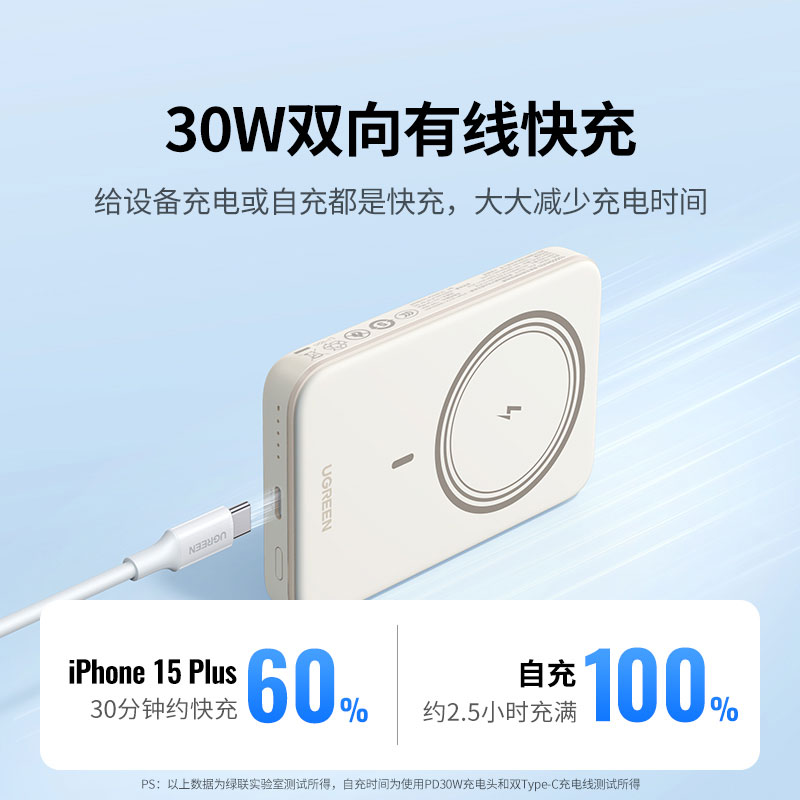 绿联磁吸无线充电移动电源