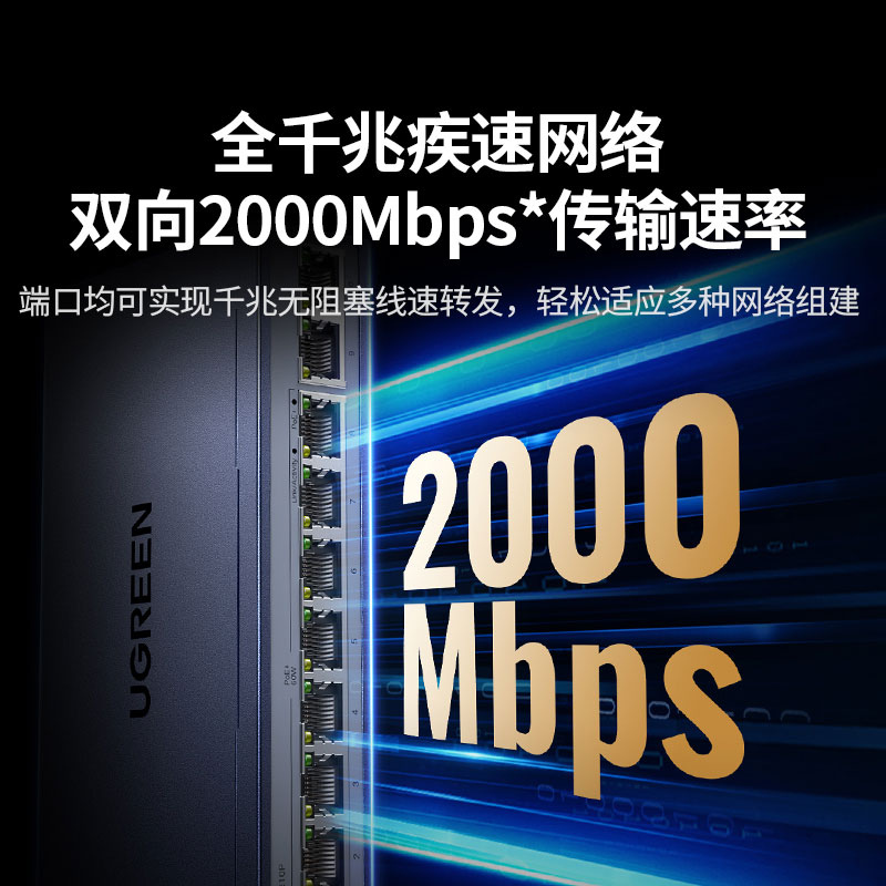 绿联10口千兆poe交换机