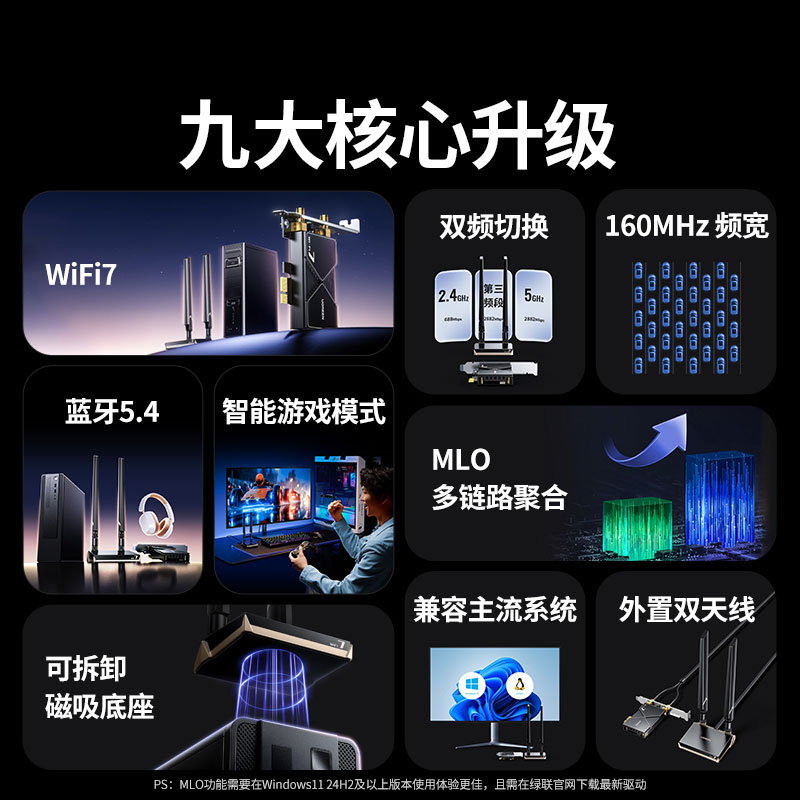 绿联wi-fi 7电竞无线网卡 pcie台式机专用