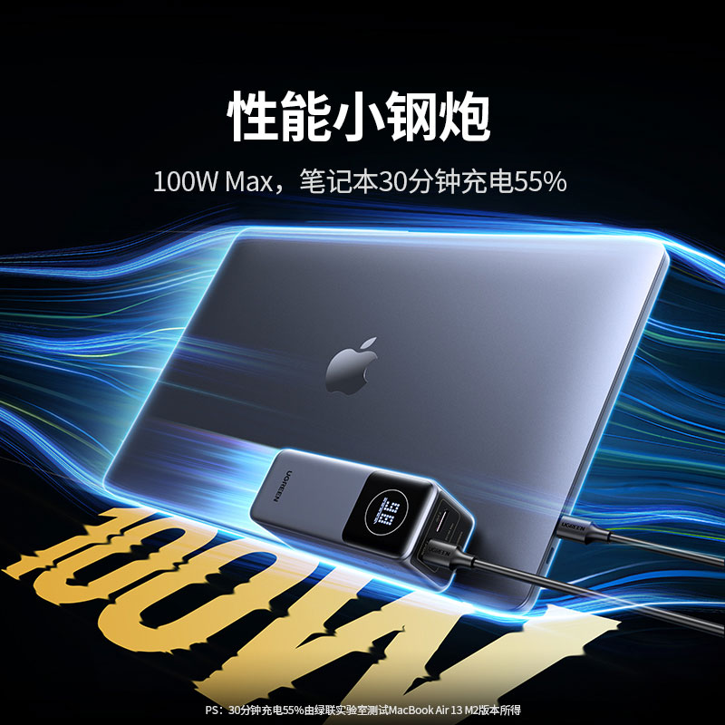 绿联 能量湃pro 100w快充移动电源 12000mah