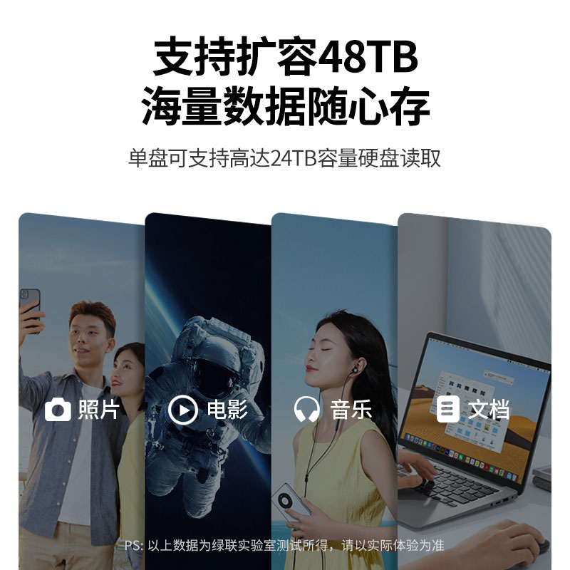 绿联双盘位硬盘阵列柜 多模式raid存储扩展硬盘盒