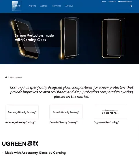 ugreen绿联成为美国康宁官方授权品牌