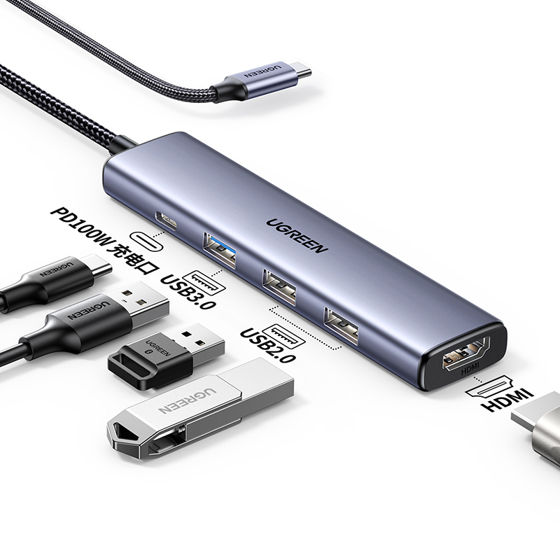 绿联type-c五合一多功能扩展坞 4k30hz