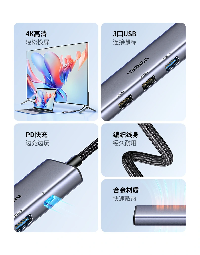 4k@30hz扩展模式 - 实现多屏幕高效办公 绿联15495 hdmi接口支持4k@30hz高清输出演示(扩展模式)