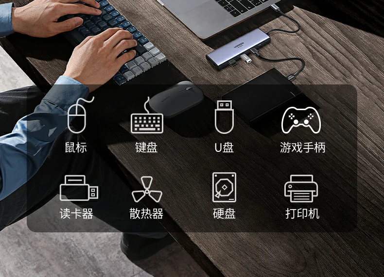 cm498-15375高速读卡传输应用 绿联cm498-15375九合一扩展坞高速读卡应用场景