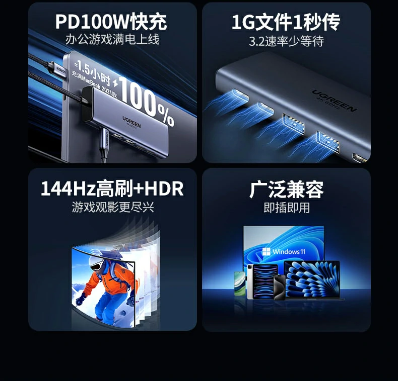 双usb-a 3.2高速接口 - 10gbps传输,外接键鼠/u盘/硬盘无忧 双usb-a 3.2接口特写,速率高达10gbps