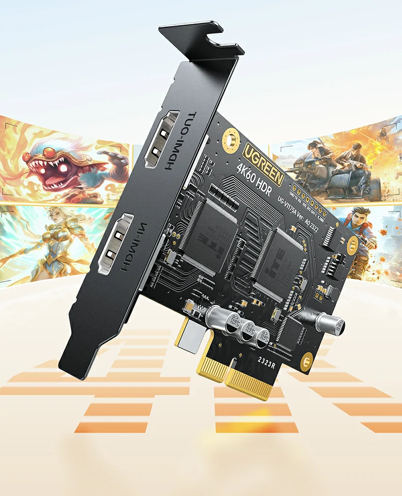 hdmi in out双接口 - 支持4k60hz信号输入与同步环出 绿联cm701 hdmi输入与环出接口特写