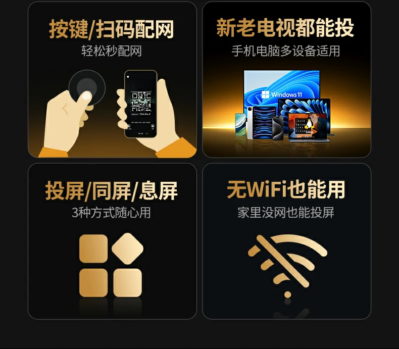 扫码即连 绿联投屏器有wifi无wifi场景都能用
