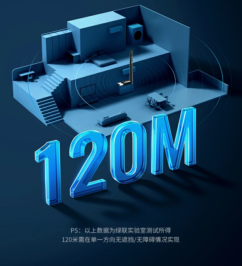 绿联cm749蓝牙适配器外置天线设计，信号穿透力更强