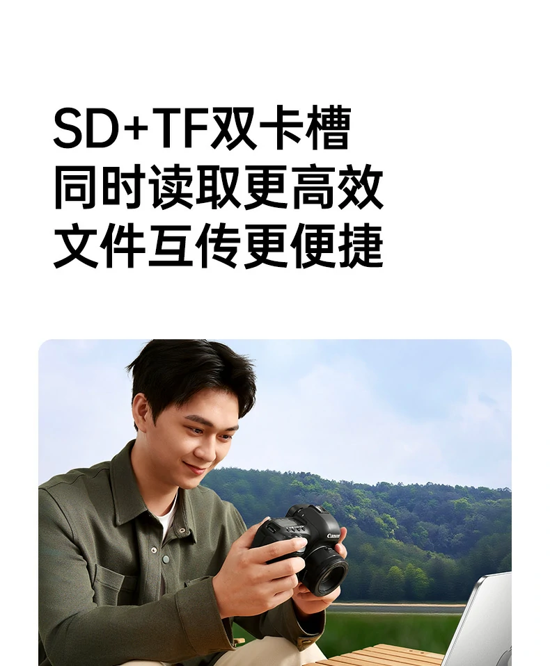 绿联cm803读卡器sd与tf双卡同时插入并行读取演示