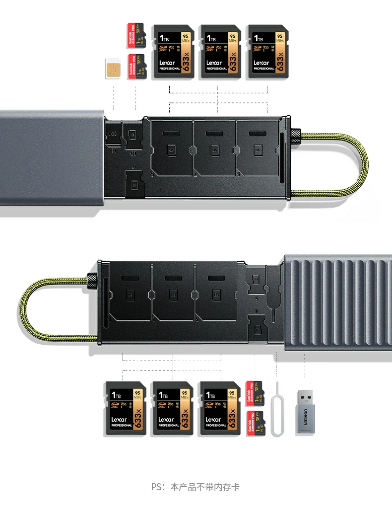 绿联cm856-85098收纳读卡器双接口同时连接设备