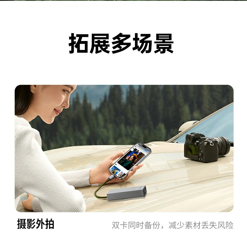 绿联cm856-85098收纳读卡器连接手机平板电脑多设备