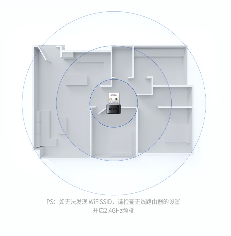 绿联cm860 2.4ghz抗干扰设计 避开蓝牙频段 信号纯净