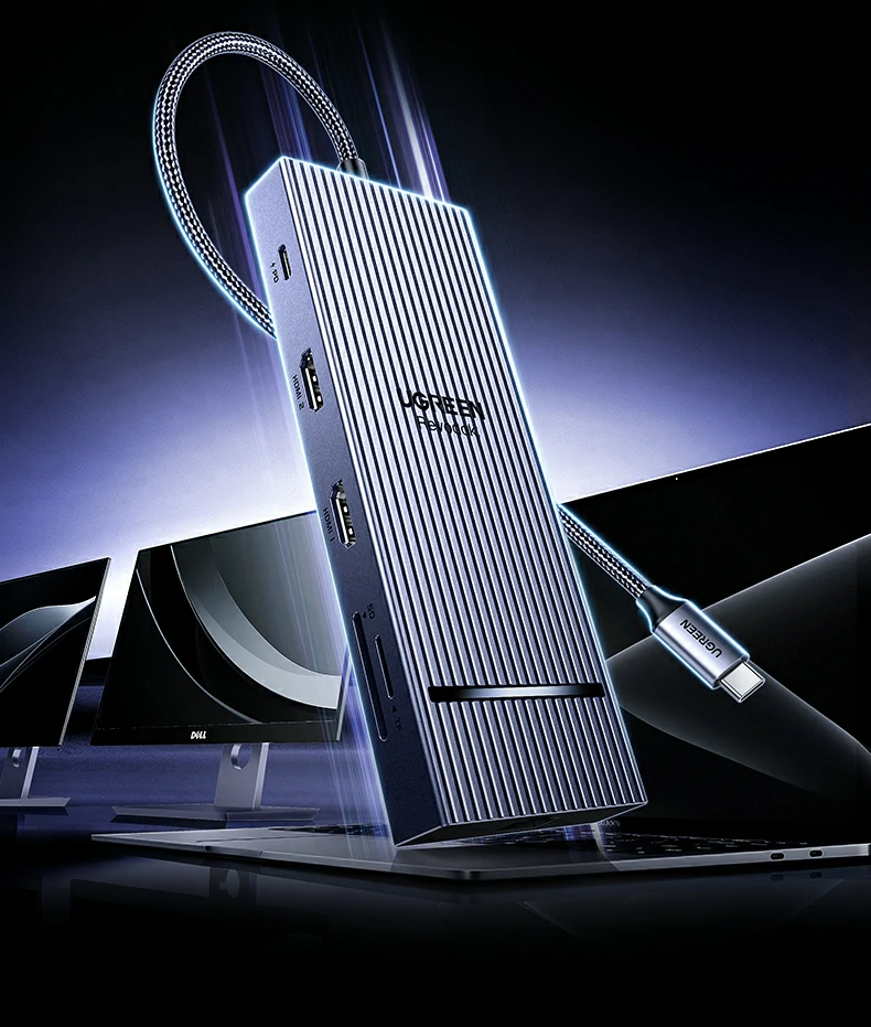 ugreen绿联-更专业更安心的数码品牌 绿联type-c扩展坞支持双hdmi接口设计,多屏显示更高效