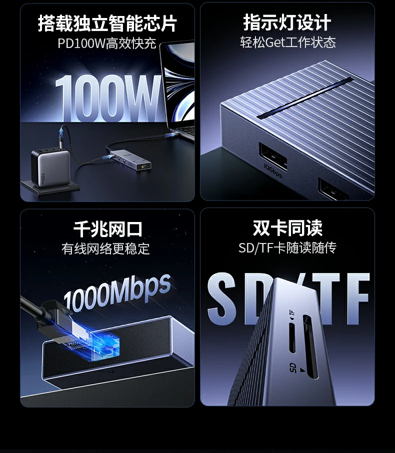 ugreen绿联-更专业更安心的数码品牌 绿联双hdmi扩展坞支持4k@60hz高清输出,画面细腻流畅