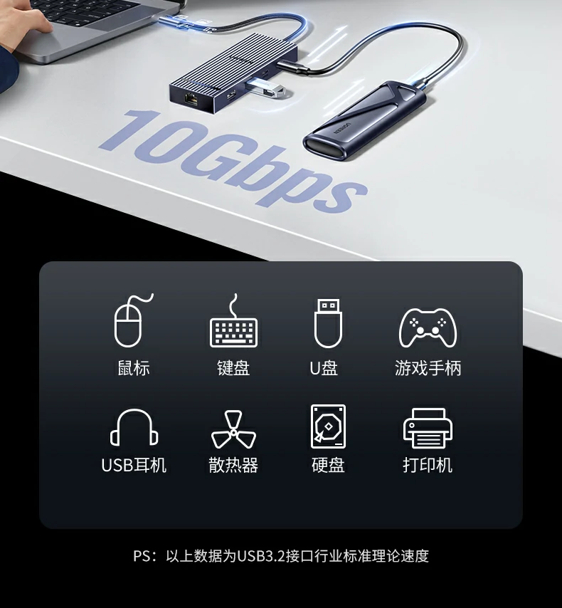 ugreen绿联-更专业更安心的数码品牌 绿联cm886扩展坞兼容多品牌设备,连接更自由