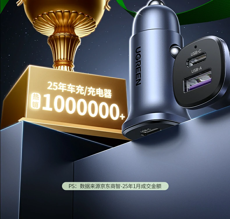 绿联车载pd30w充电器适用苹果华为小米 绿联车载pd30w充电器适用苹果华为小米